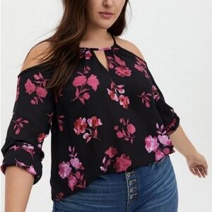 TORRID Georgette Cold Shoulder Blouse